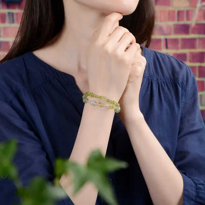 Peridot and Prehnite Gemstone Bracelet