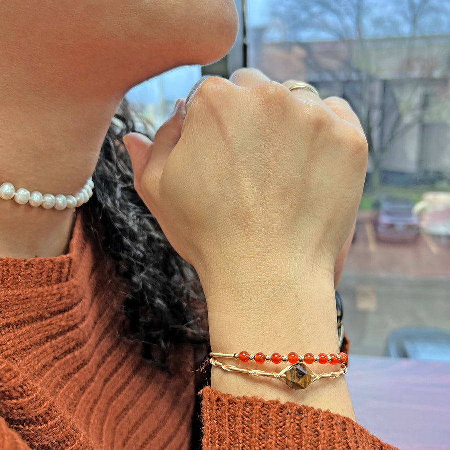 Carnelian and Tiger Eye Bracelet