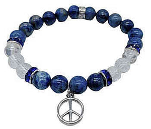 Peace, Lapis and quartz bracelet