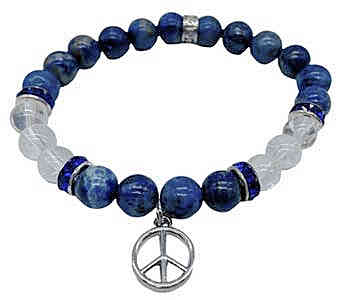 Peace, Lapis and quartz bracelet