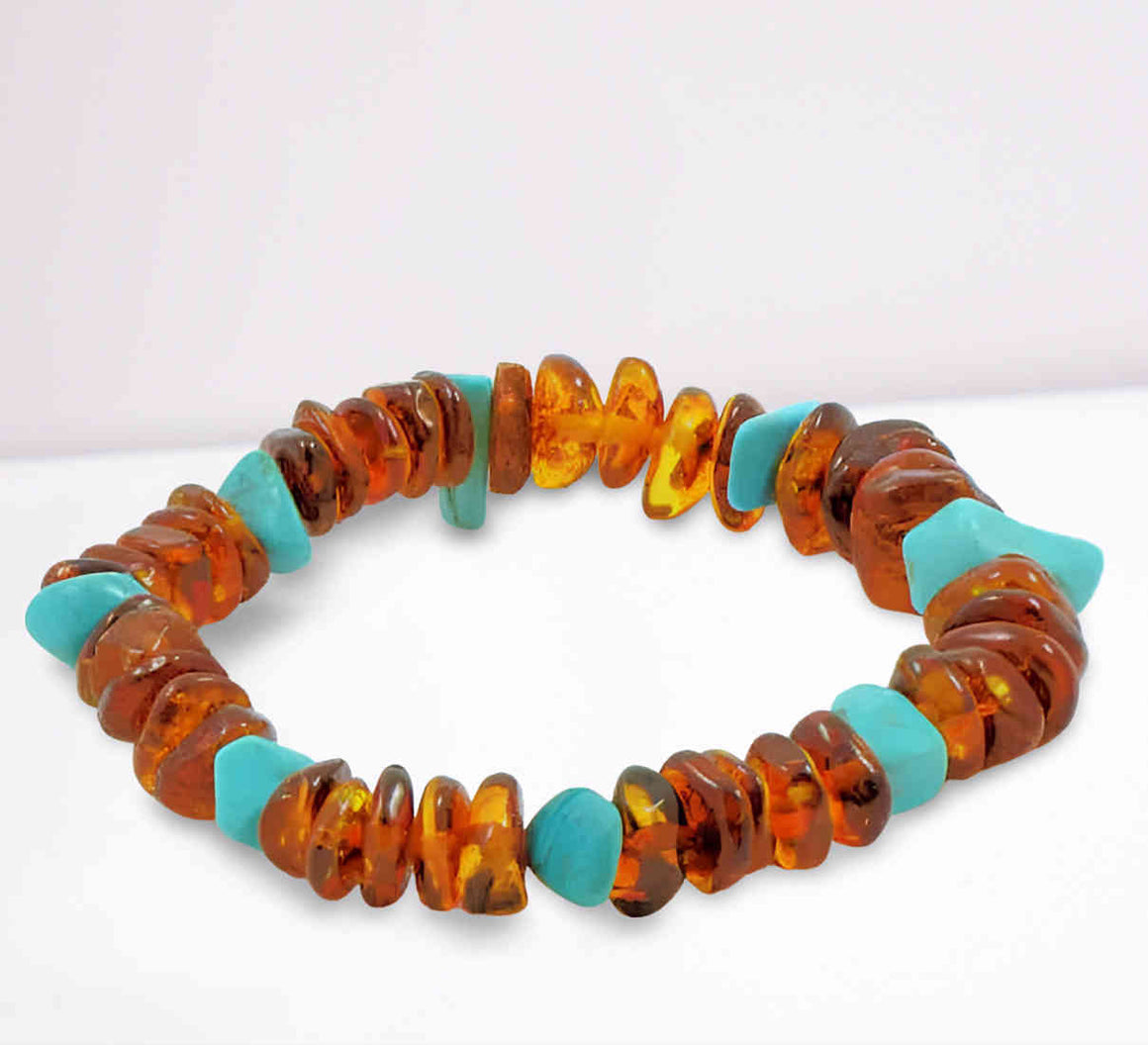 Baltic Amber and Turquoise Bracelet