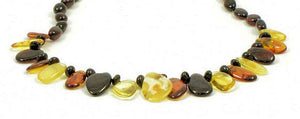 Cherry Amber with multicolored Offset beads Necklace