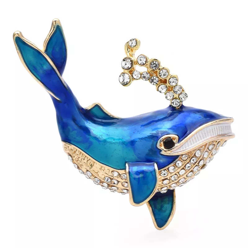 Whale with Bubbles Brooch