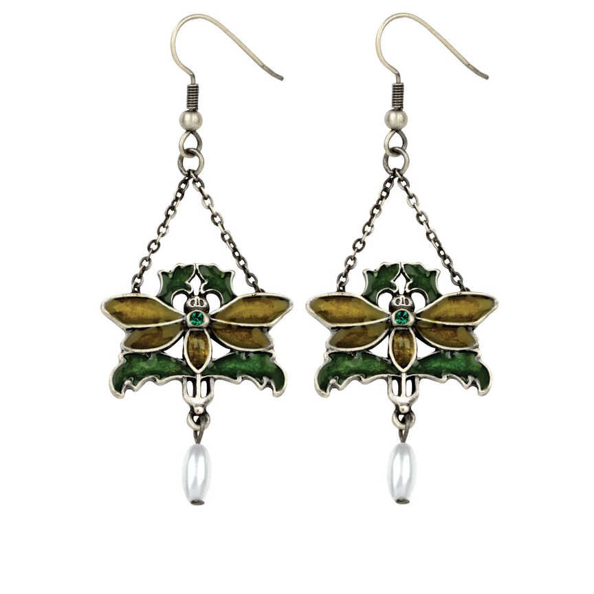 Moth Earrings in Art Nouveau Style