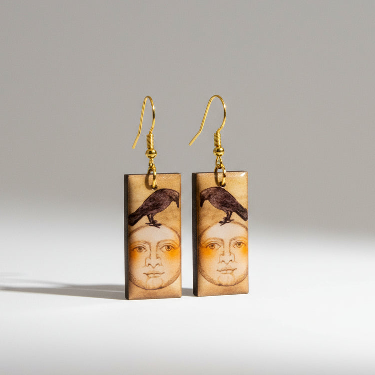 Crow and moon Earrings