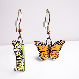 Monarch Butterfly and Catepiller Earrings
