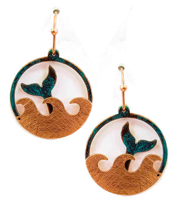 Whale Tail and wave earrings