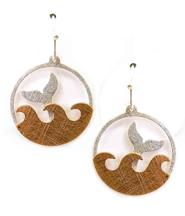 Whale Tail and wave earrings