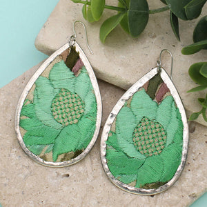 flower embroidered earring