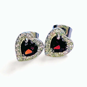 Heart shaped garnet earrings