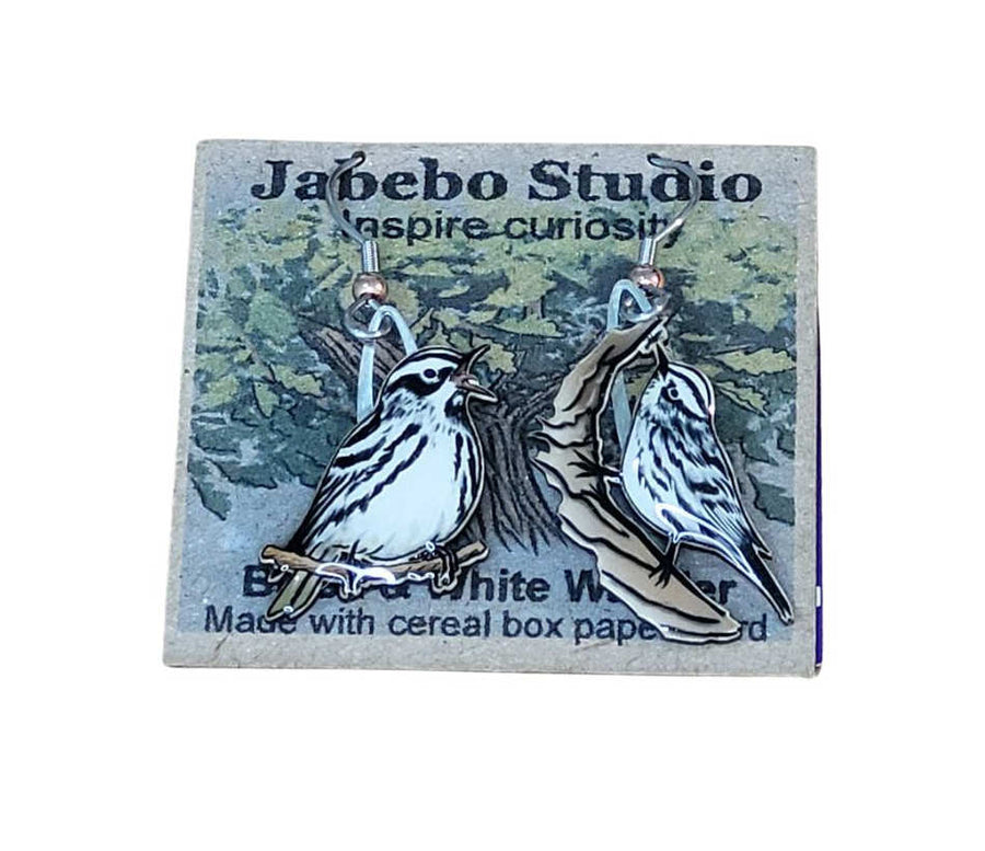 Black and white warbler earrings
