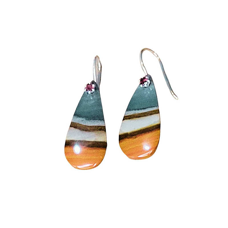 Polychrome Jasper and Garnet Earrings