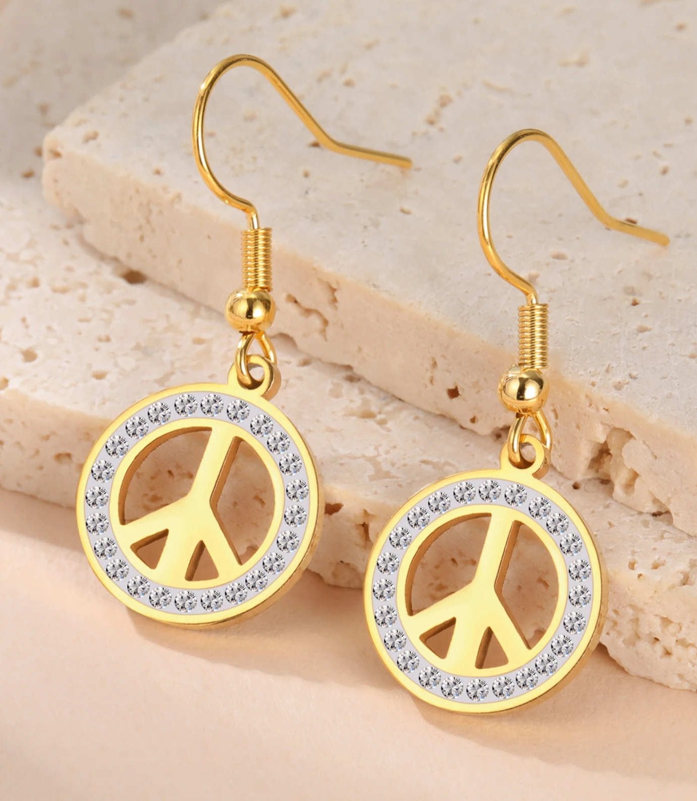 Earring Signs Peace Sign Dangle Earrings - Magnolia Mountain Jewelry
