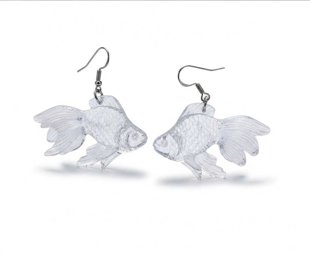 Transparent Resin Goldfish Earrings