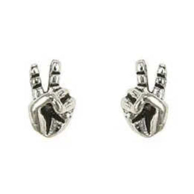 Sterling Silver Fingers Peace Sign Earrings