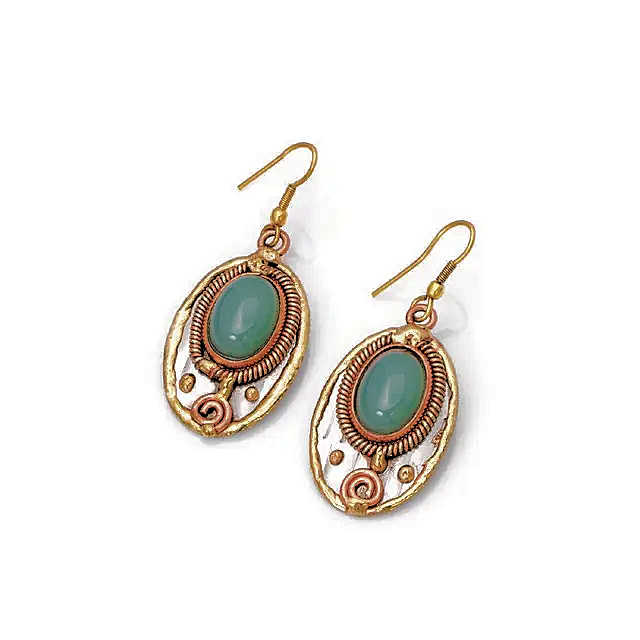 Mixed Metal Aventurine Earrings