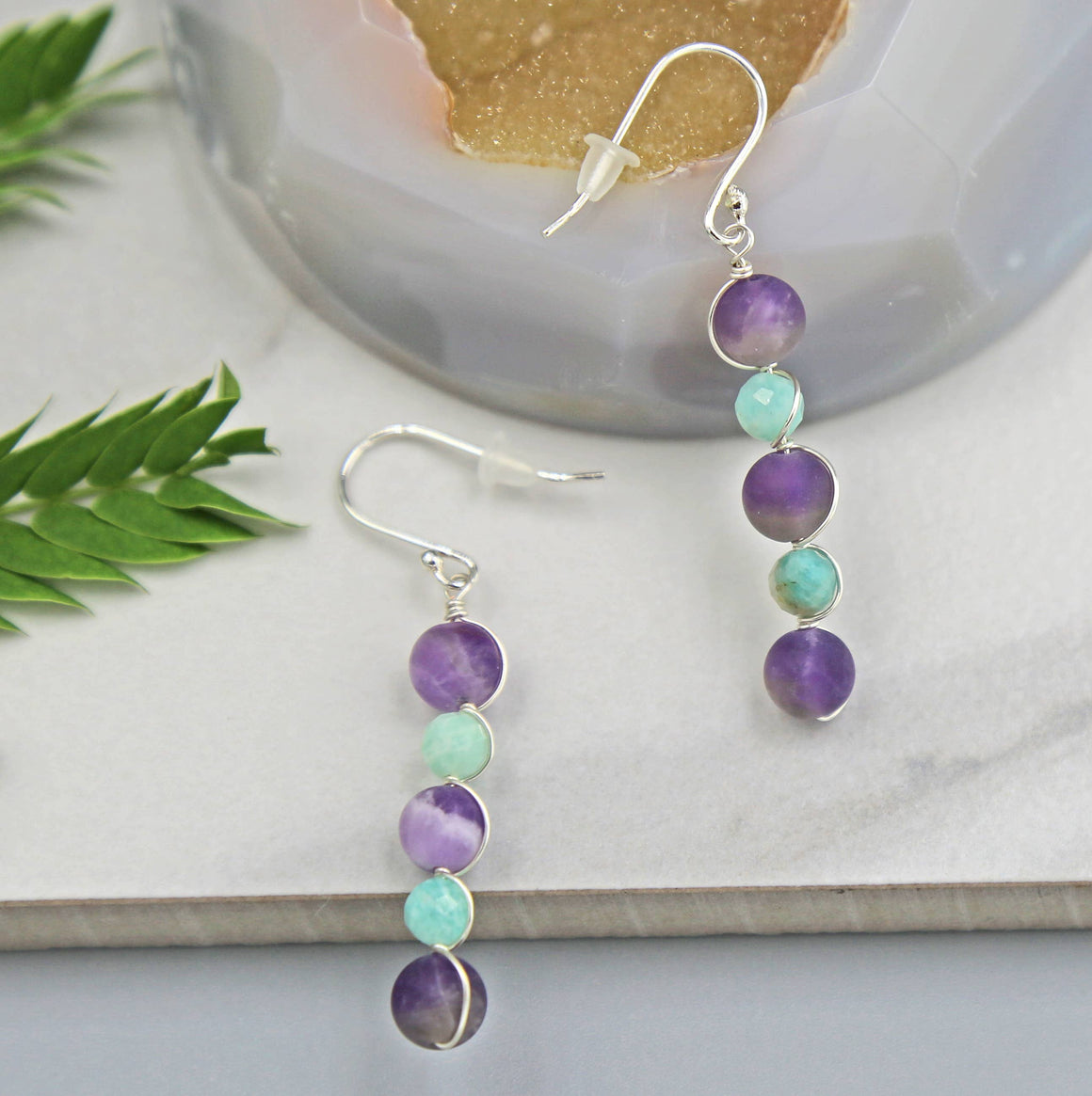 Amethyst and Amazonite Earrings
