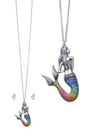 rainbow tailed mermaid necklace