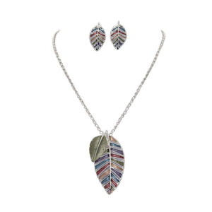 Multi Color Leaf and Earring Set