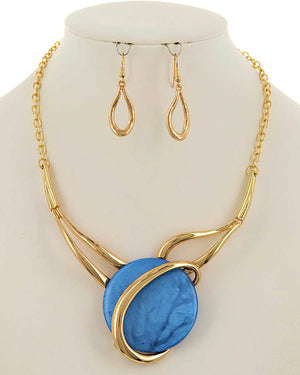 Blue Statement necklace and earring set
