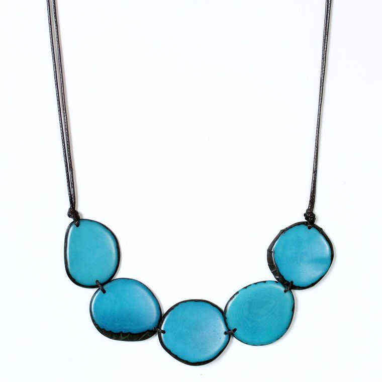 Tagua Slice Turquoise Necklace