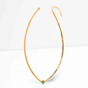 Gold Necklace with Green focal stone