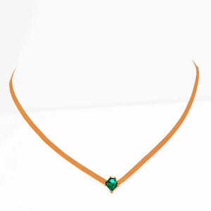 Emeral Green color Focal Stone with Gold  Snake necklace