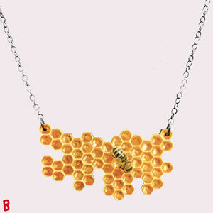 Honeycomb with Bee Necklace