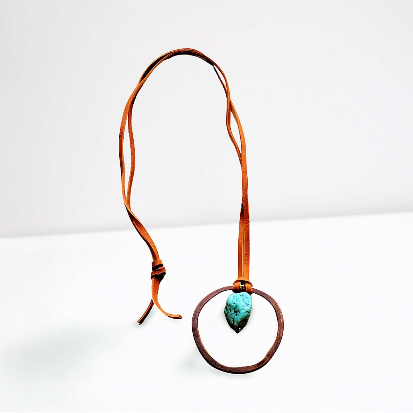 Turquoise Leather Cord Necklace