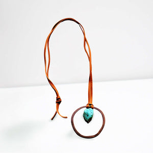 Turquoice and leather necklace