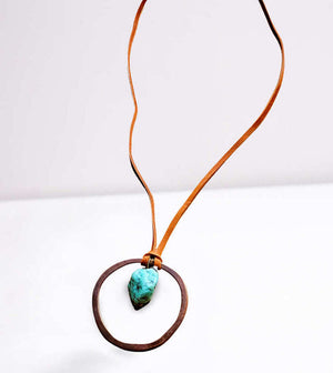 Turquoise Leather Cord Necklace