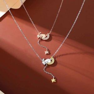 Sterling Silver Rabbit and moon necklace