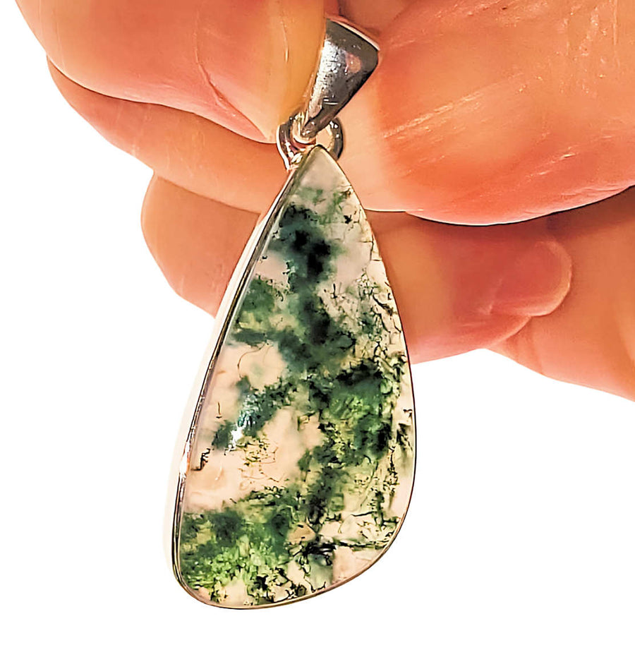 Moss Agate Silver Pendant