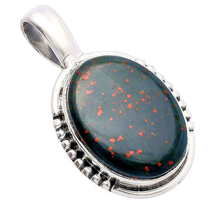 Oval shaped bloodstone pendant