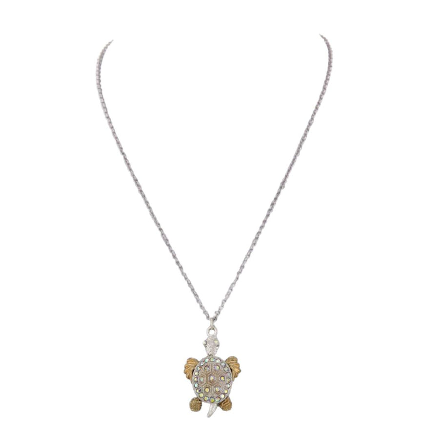Turtle Rhinestone Pendant Necklace
