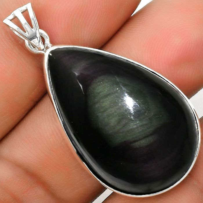 Obsidian Eye Sterling Silver Pendant