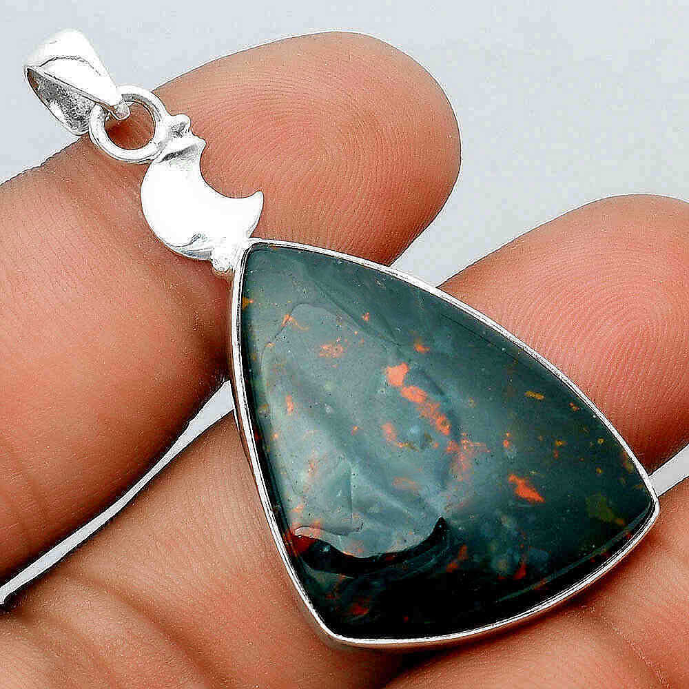 Bloodstone Pendant with moon