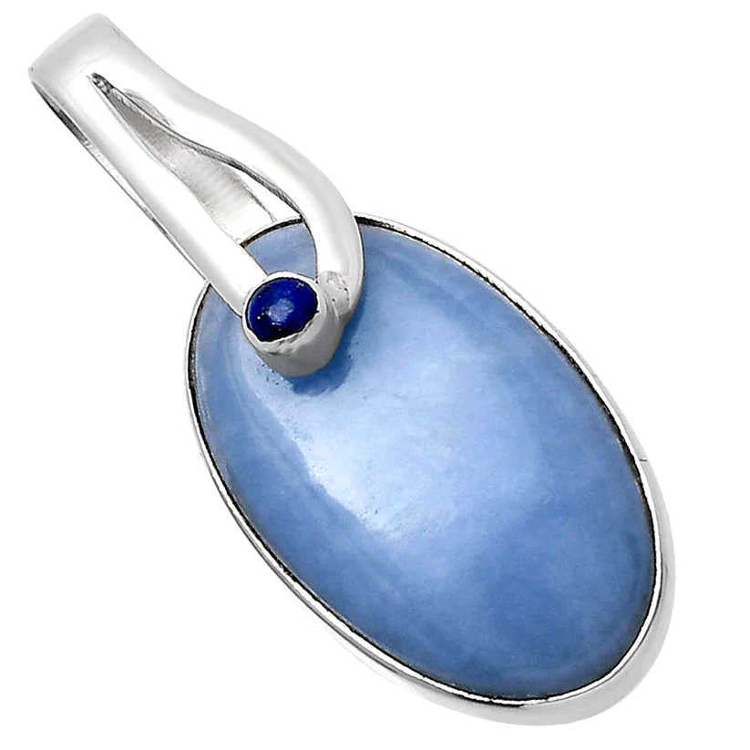 Angelite and Lapis Silver Pendant