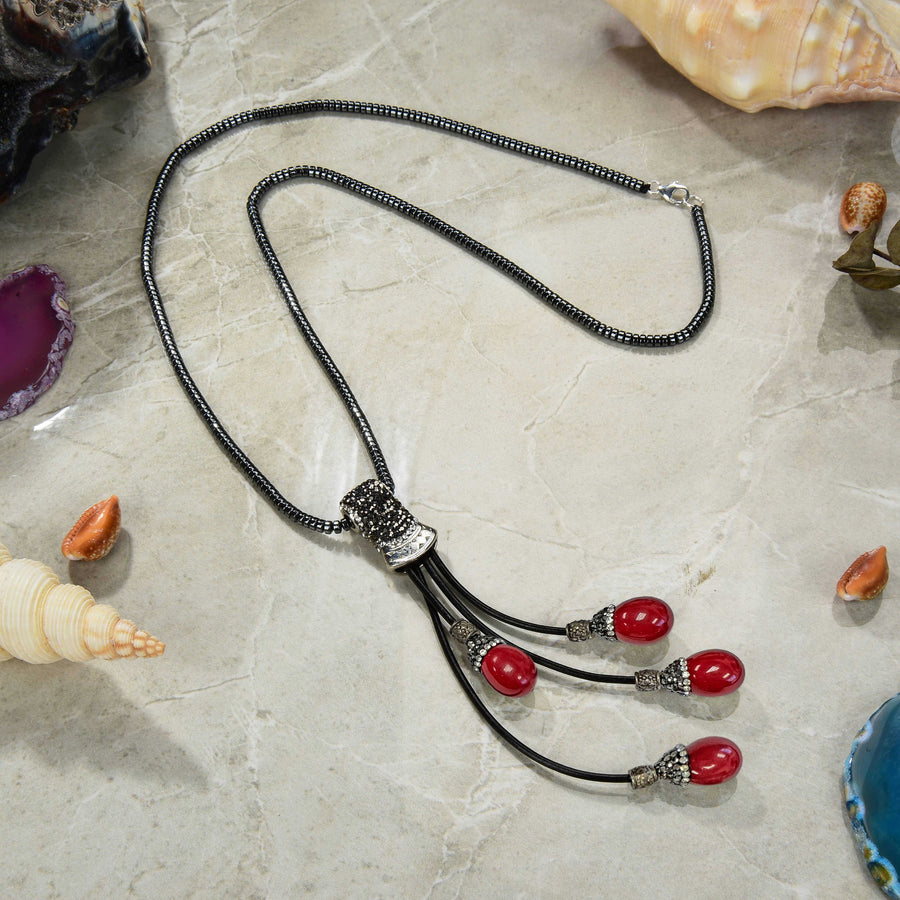 Hematite Long Tassel Necklace