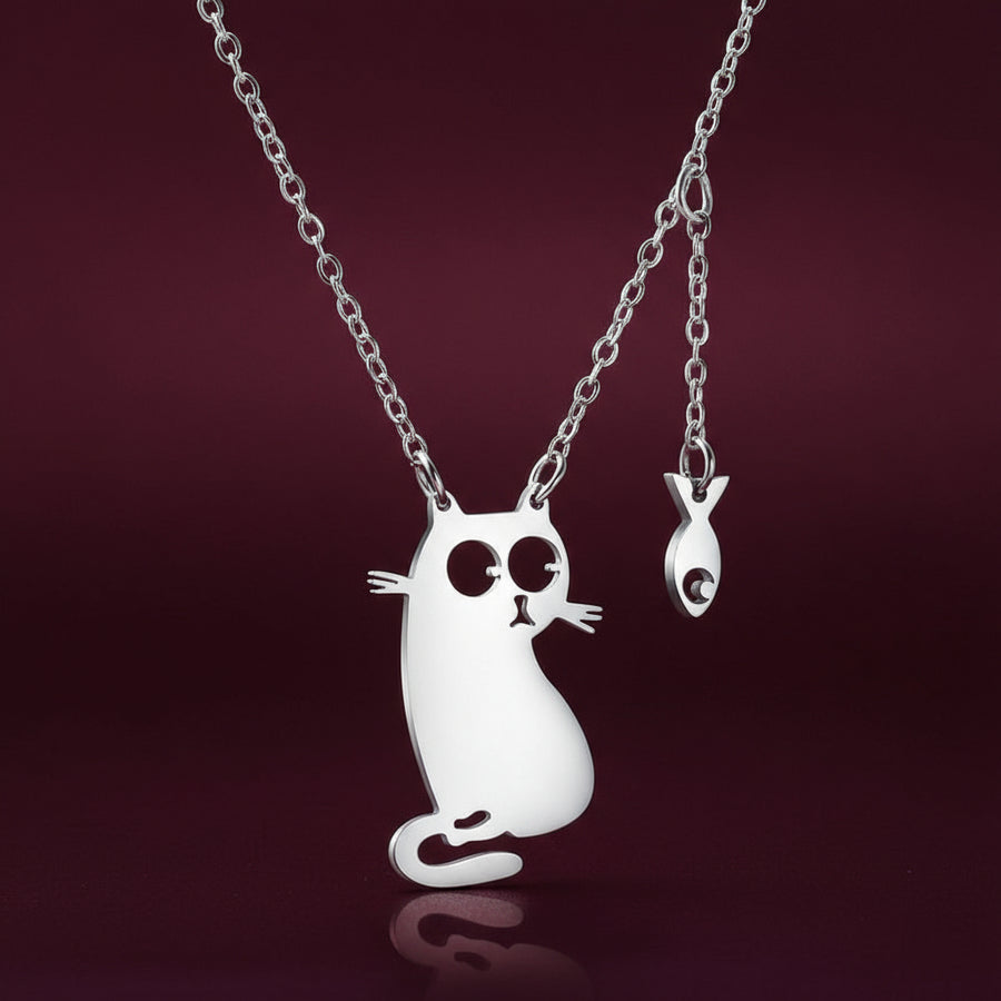 Cat and fish necklace