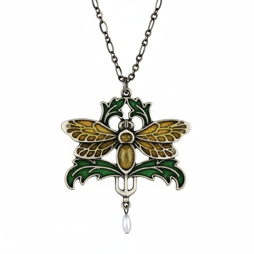 Art Nouveau Moth Necklace