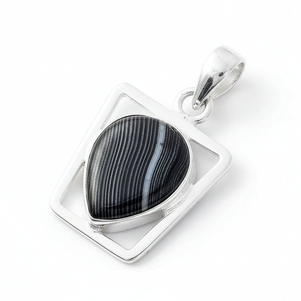 Crown of Silver Psilomelane Pendant