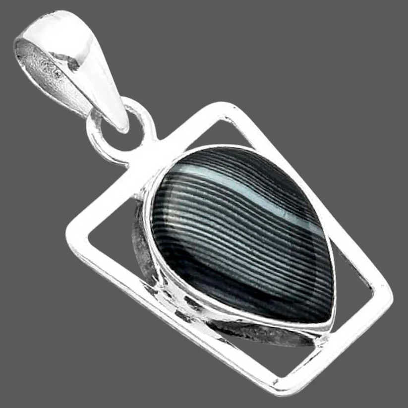 Crown of Silver Psilomelane Pendant