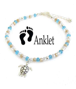Beaded Ankle Bracelet with Turtle