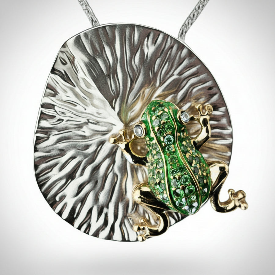 Frog On Lily Pad Necklace