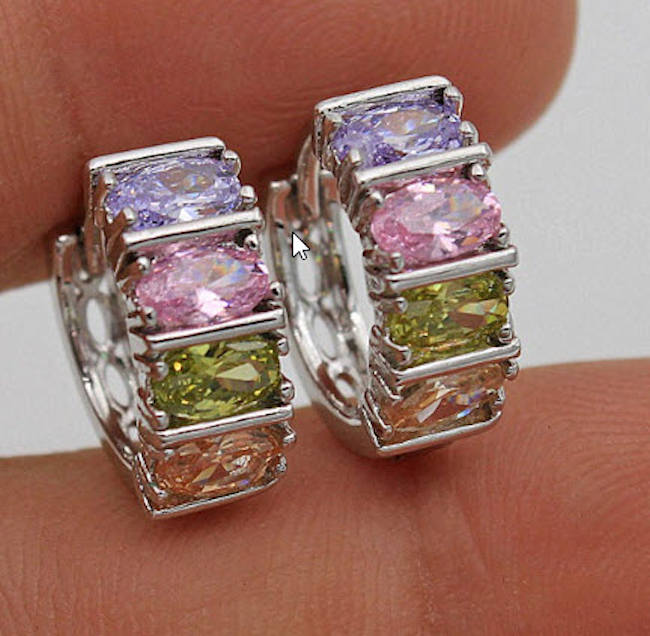 Hoop Earrings with Amethyst Morganite and Topaz