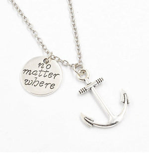 anchor necklace no matter where silver