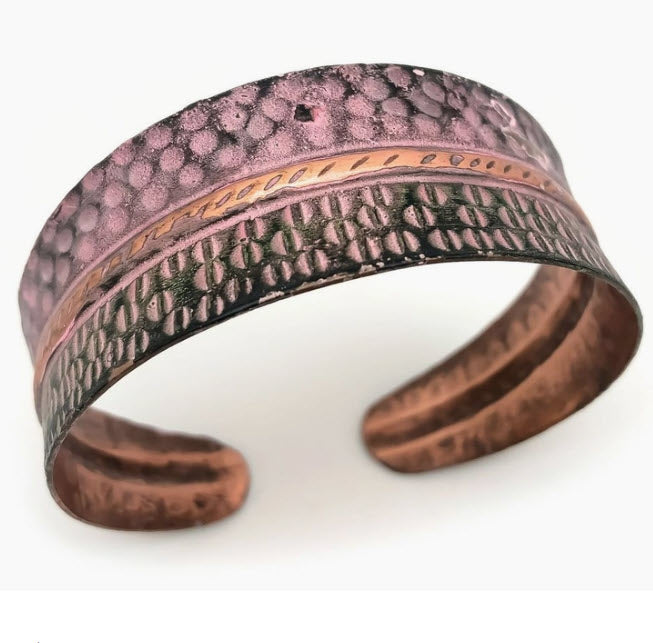 Adjustable Cuff Bracelet pink patina