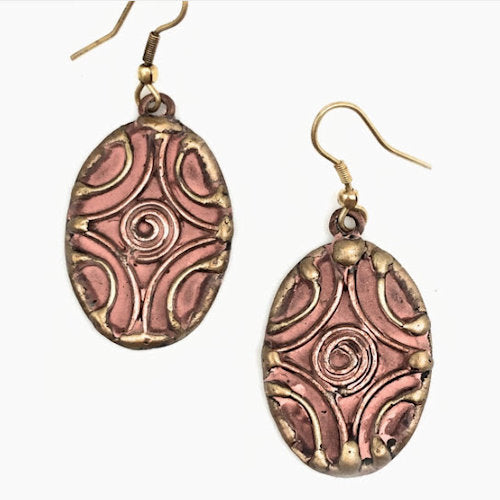 Brass Patina Copper Coated with Patina Dangle Earrings