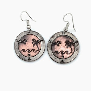 Happiness Comes In Waves Anju Pewter and Copper Dangle Earrings